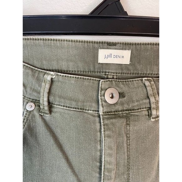 J. Jill denim women's 8 green authentic fit cropped stretch jeans casual cuffed - Picture 3 of 6